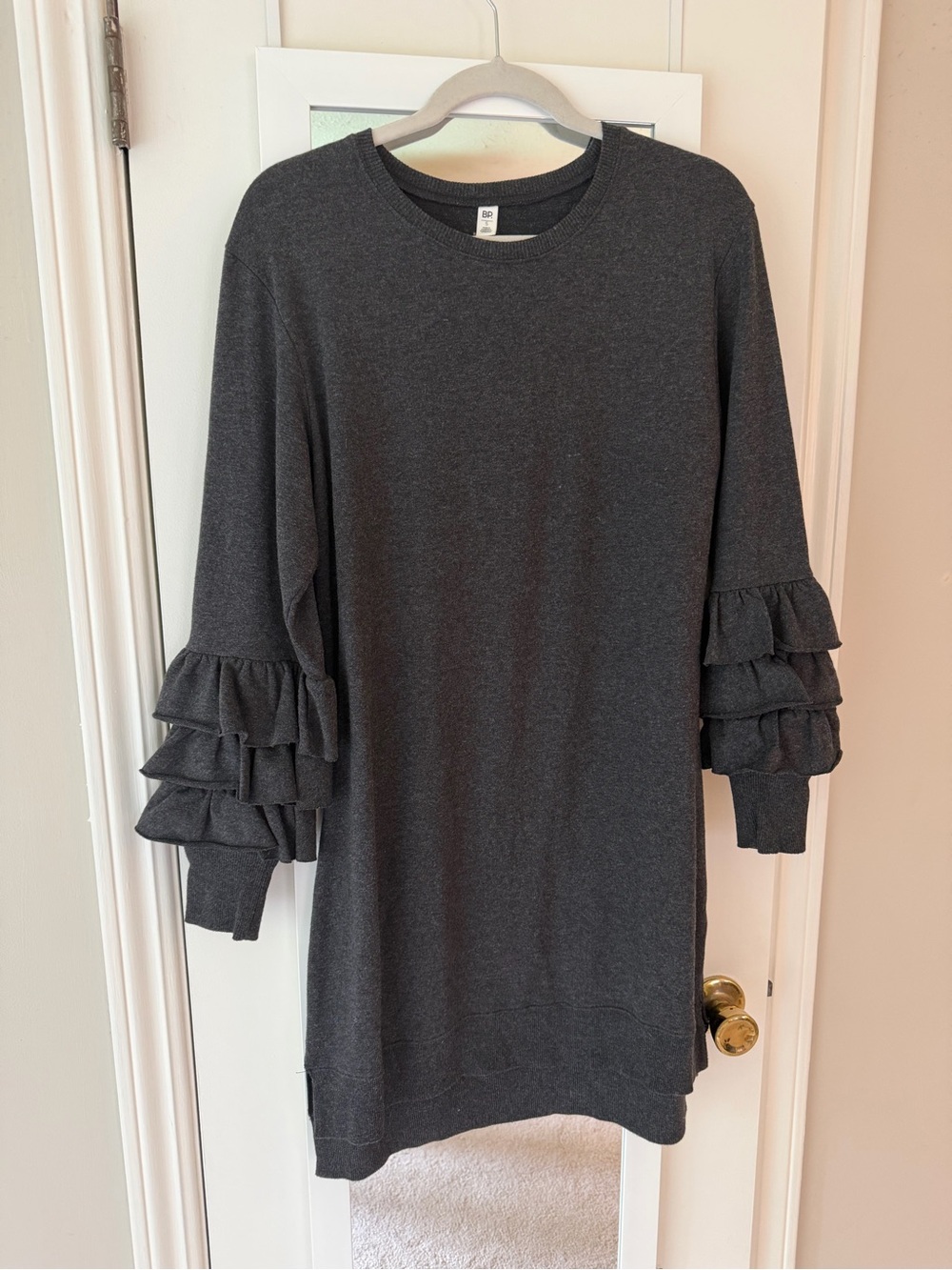 BP - Charcoal Ruffle-Sleeve Women's Dress